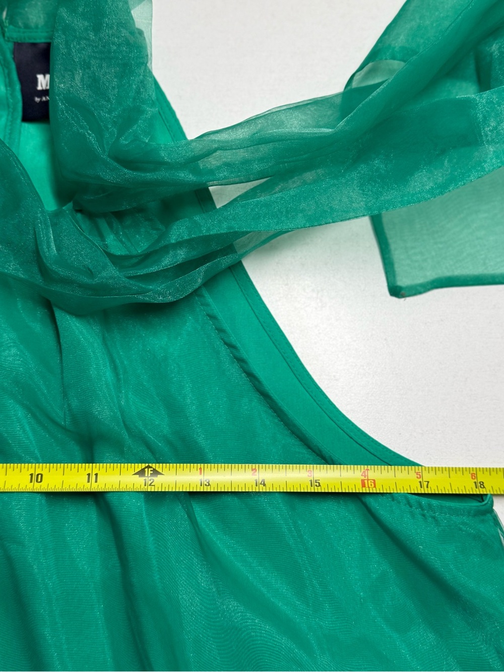 Maeve by Anthropologie Organza Bow-Neck Kelly Green Halter Tie Mini Dress - Picture 9 of 10